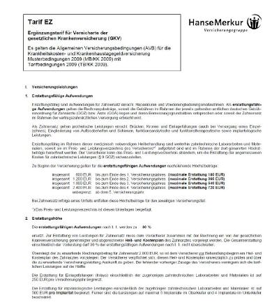 HanseMerkur Zahn-Tarif "EZ"