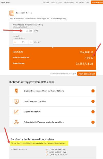 ING Ratenkredit 20000 Euro am 23.02.2021