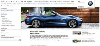 BMW bewirbt seine Leasing-Angebote online