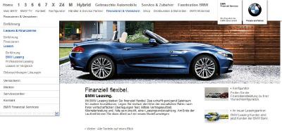 BMW bewirbt seine Leasing-Angebote online