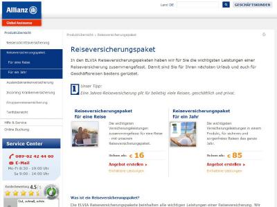 ELVIA / Allianz Reiseversicherungspaket